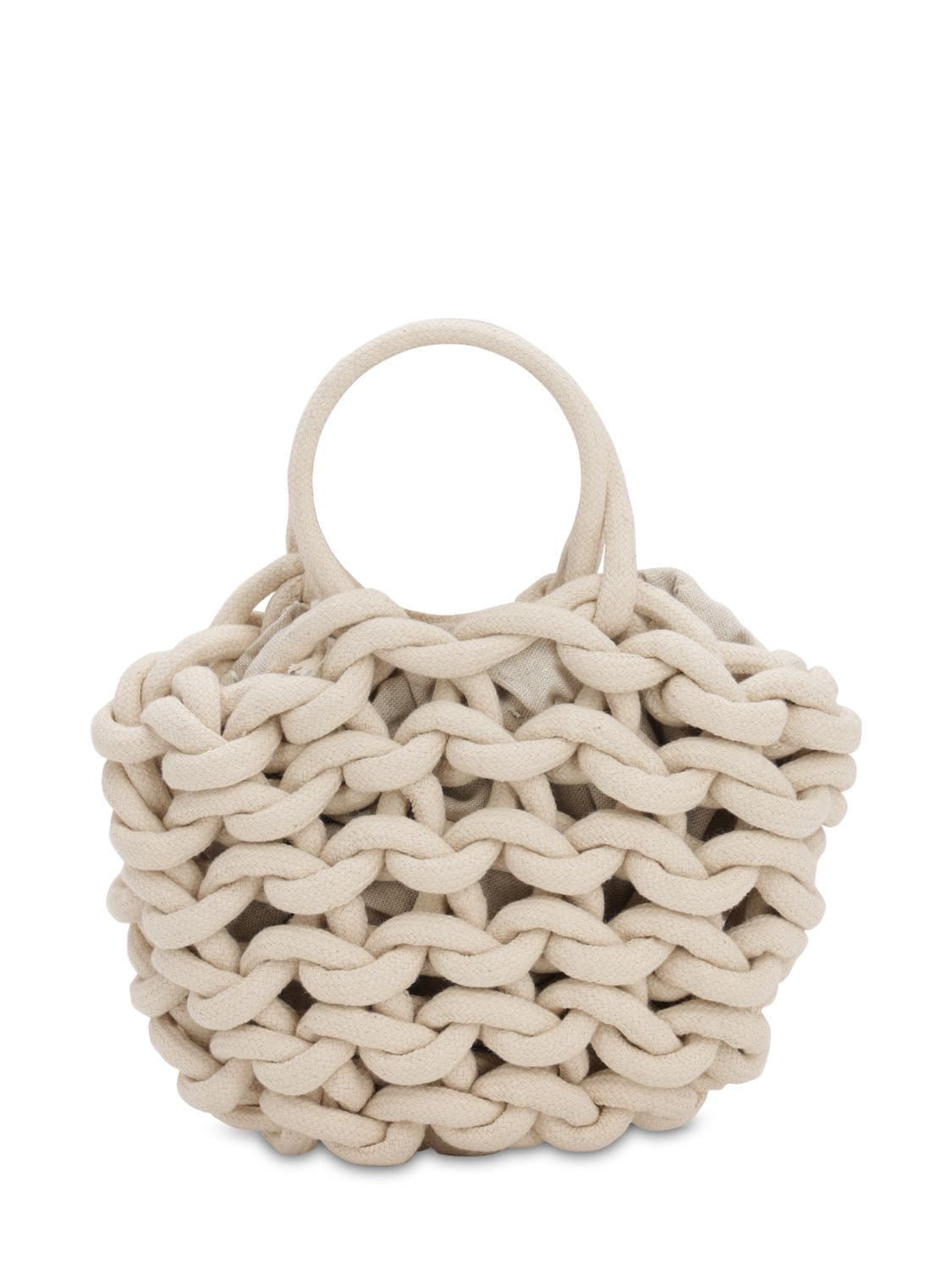 Alienina Julia Rope Bucket Cotton Top Handle Bag In Natural