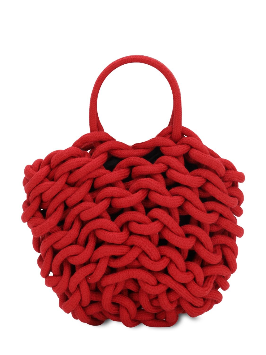 Alienina Julia Rope Bucket Cotton Top Handle Bag In Red