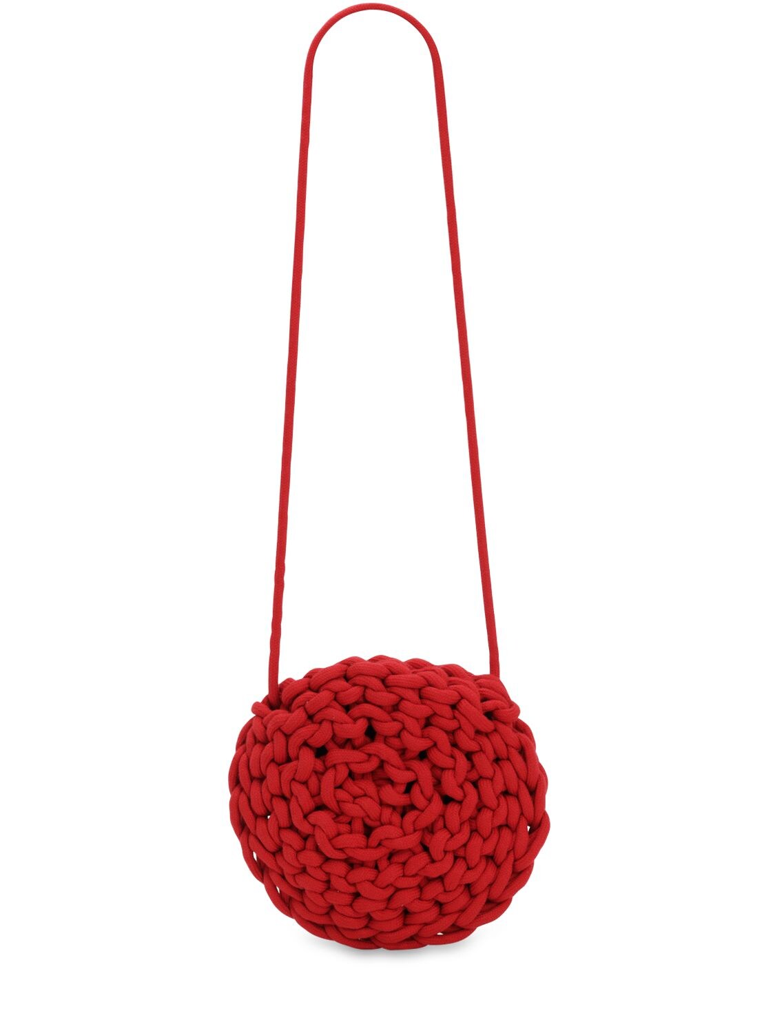 Alienina Round Rope Cotton Crossbody Bag In Red