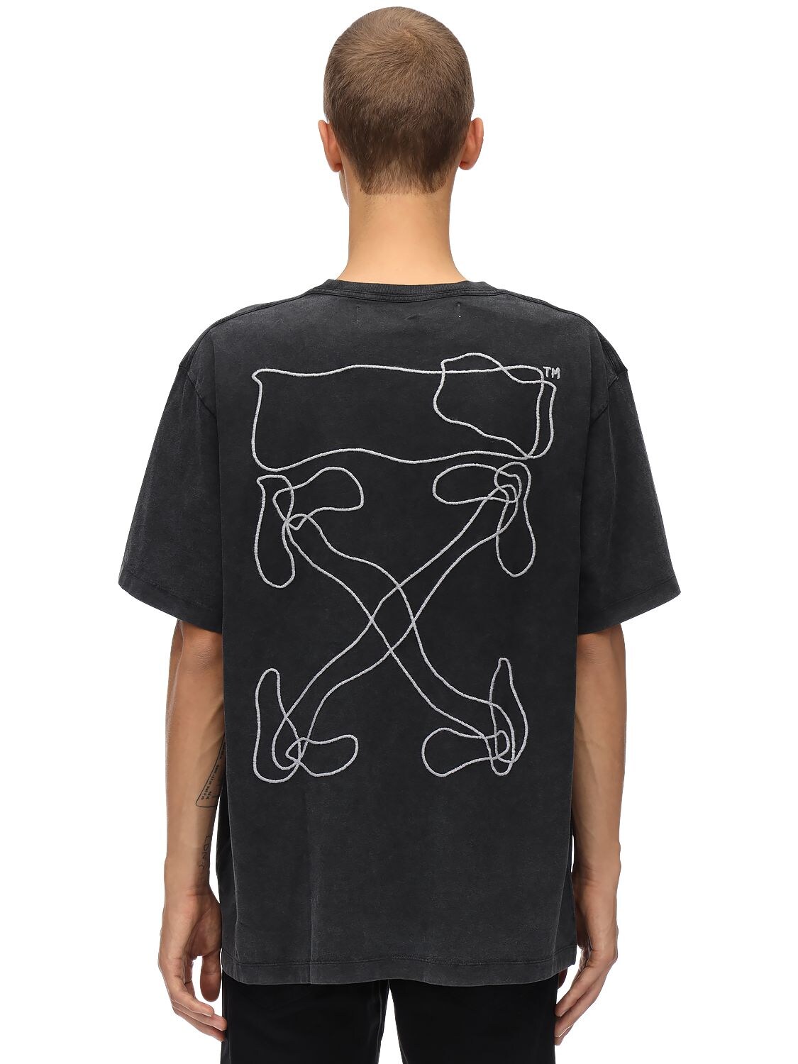 Off-white Embroidered & Printed Oversize T-shirt In Black,white