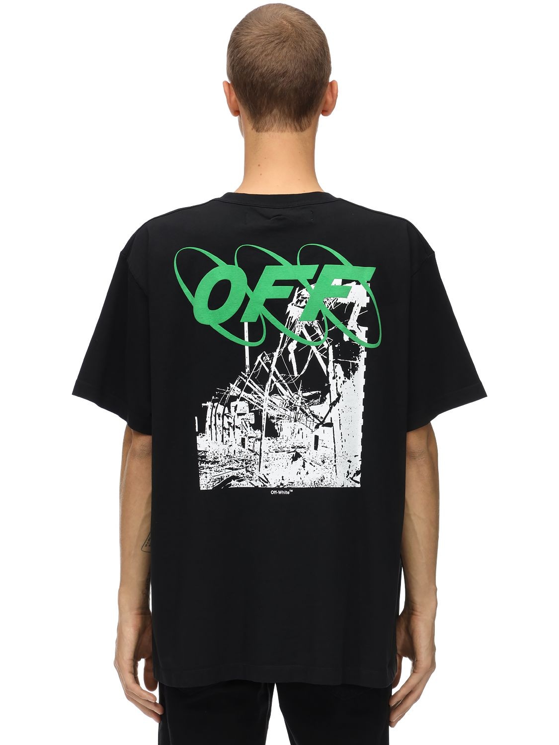 OFF-WHITE PRINTED OVER COTTON JERSEY T-SHIRT,70IJRD061-MTAWMQ2
