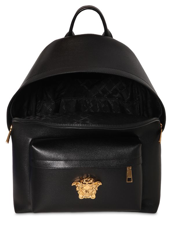 Versace Black Medusa Lead Leather Backpack ModeSens
