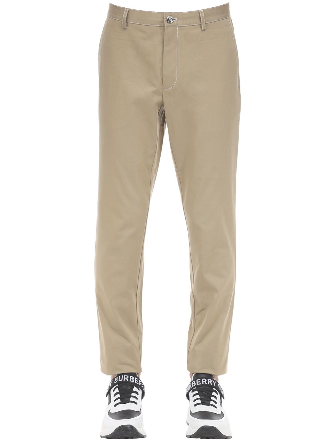Burberry Cotton Canvas Chino Pants In Honey
