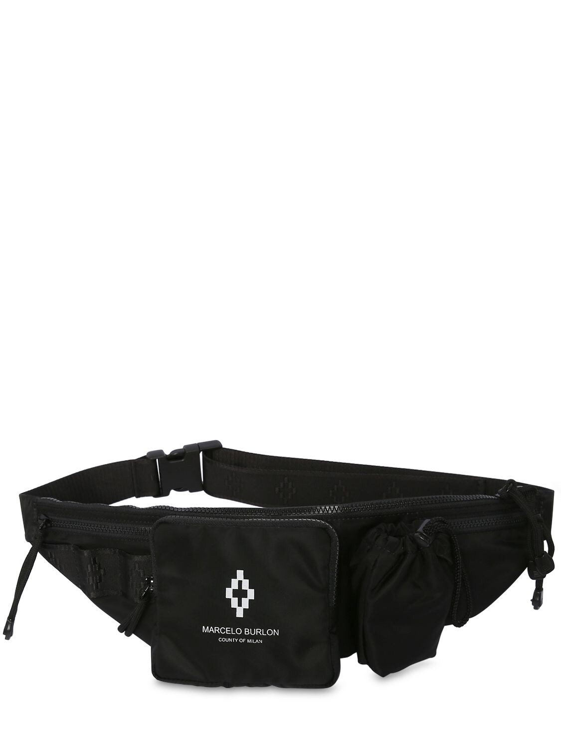 Marcelo Burlon County Of Milan Logo Cross Nylon Belt Bag In Black,white