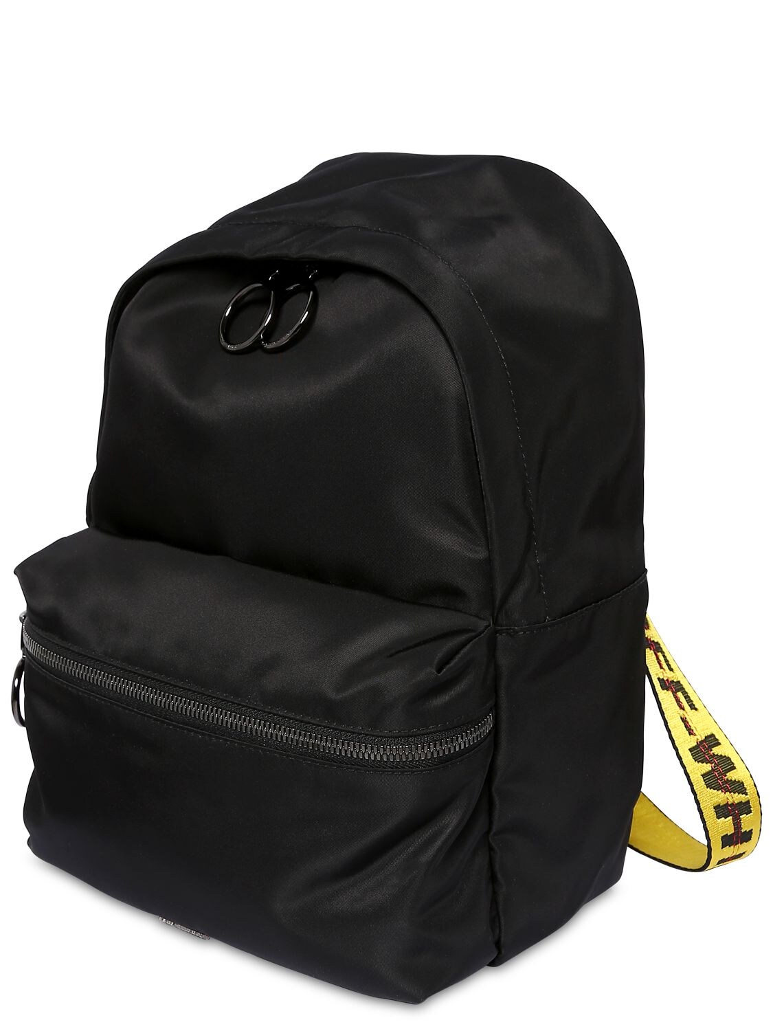 Off-white Mini Nylon Backpack W/logo Webbing In Black