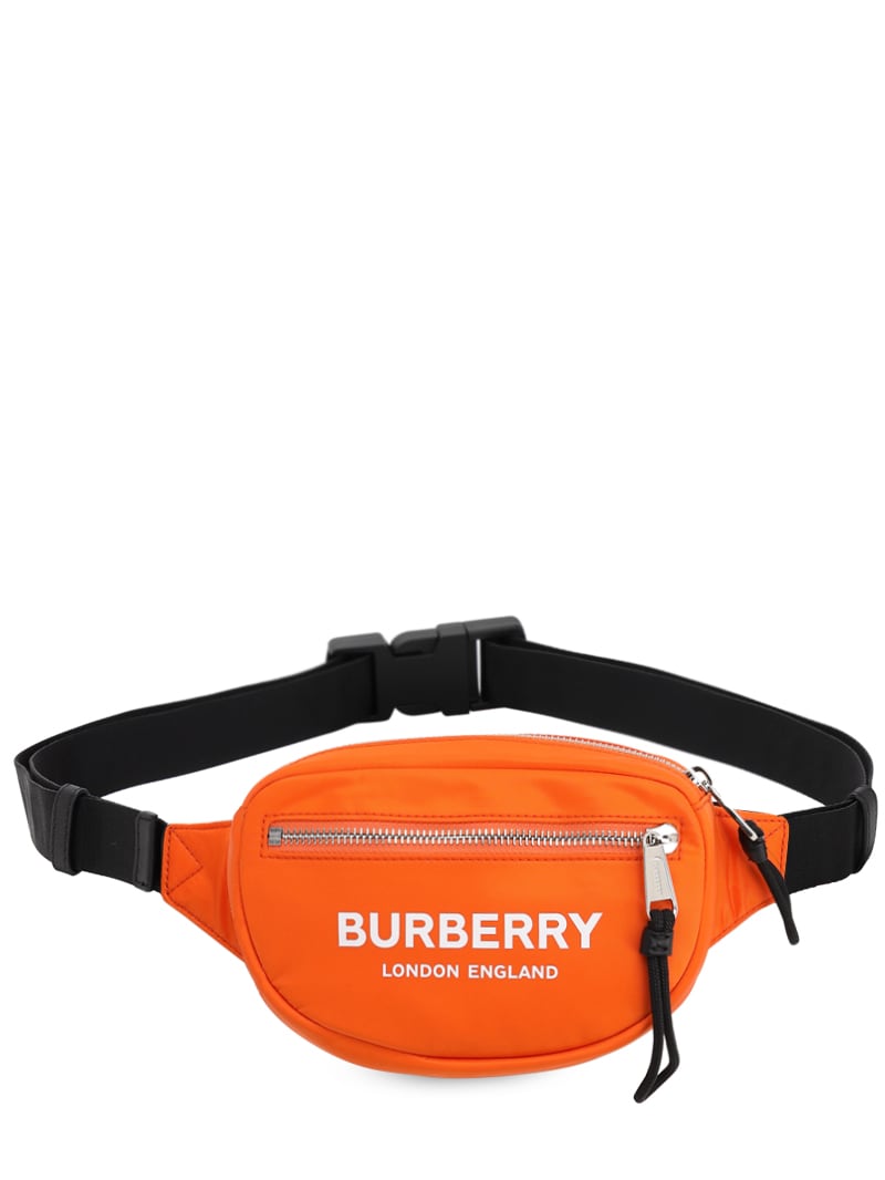 Burberry Logo Print Techno Mini Cannon Belt Bag In Orange