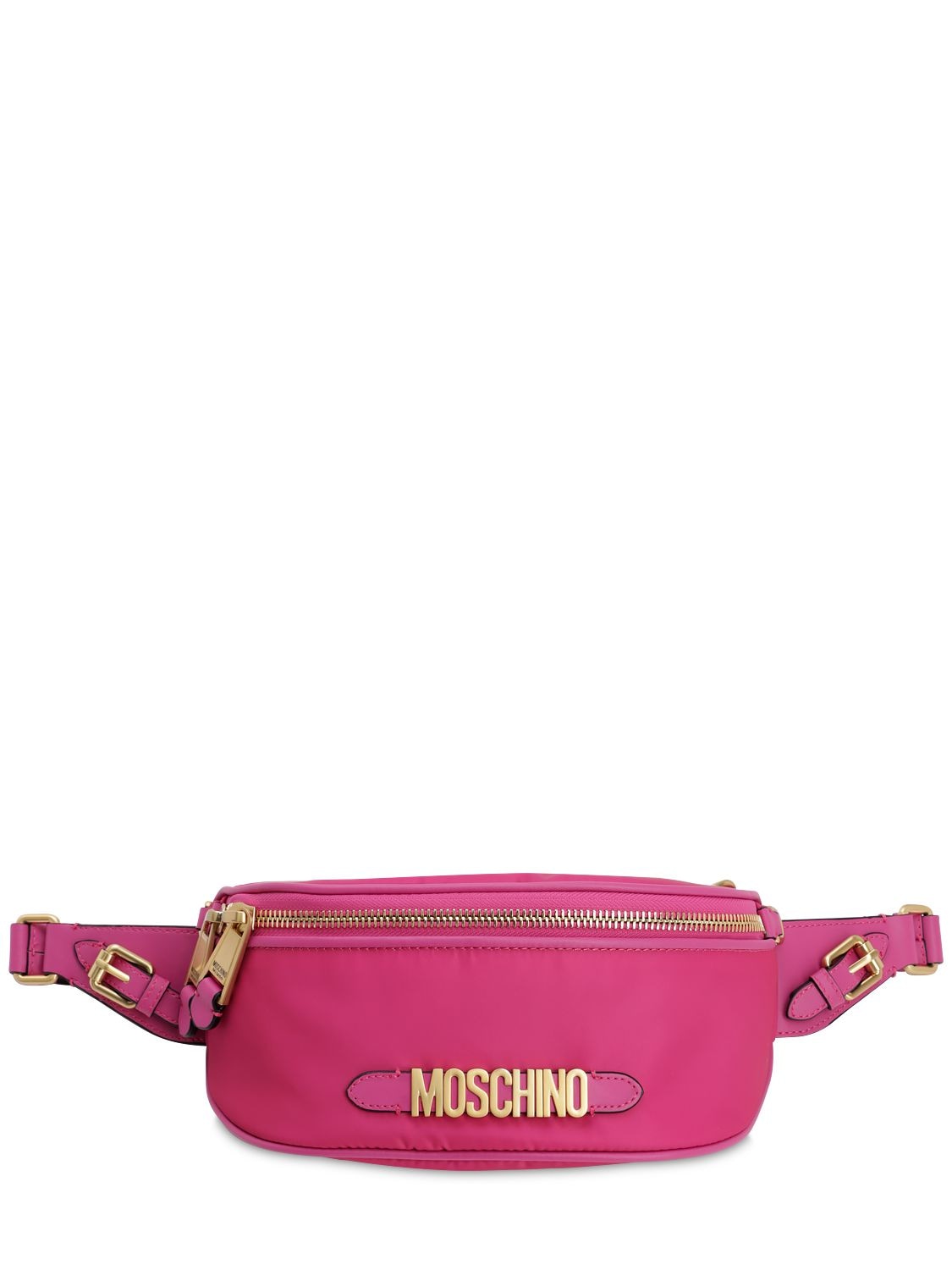 Moschino Logo Nylon Belt Bag In Fuchsia