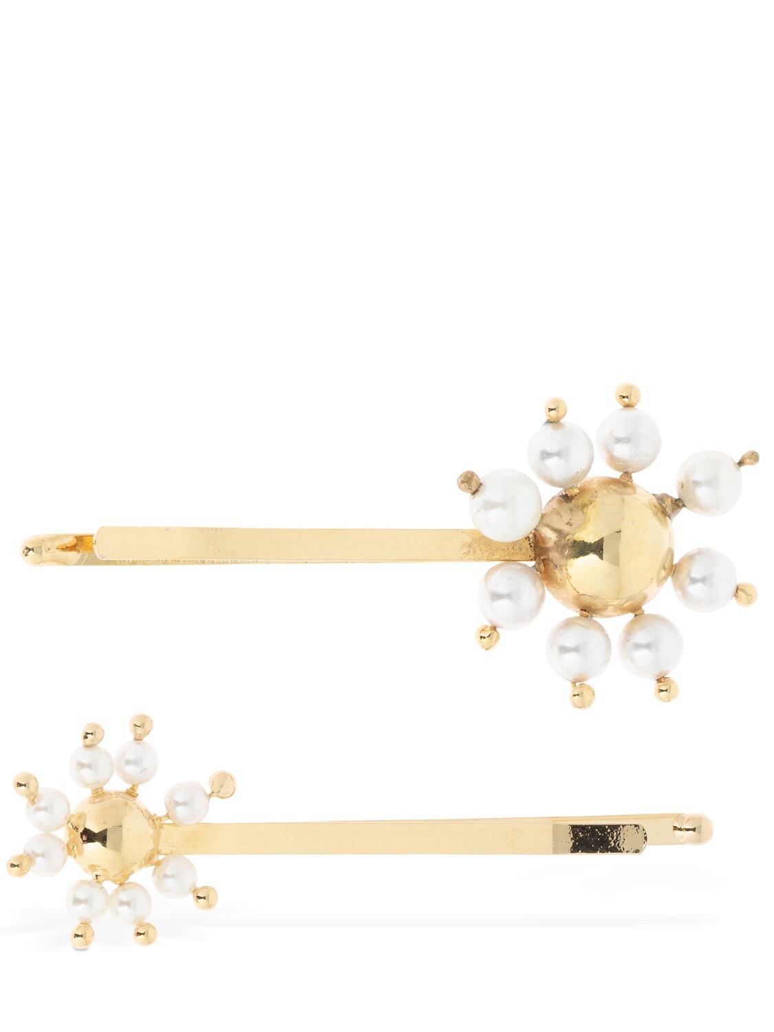 Rosantica Set Of 2 Daisy Hair Clips In Gold,white
