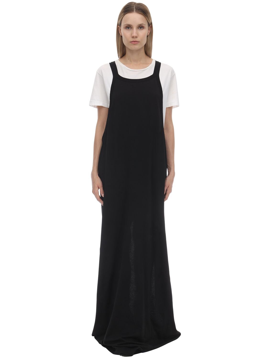 Rick Owens Open Cotton Jersey Tank Dress In Black