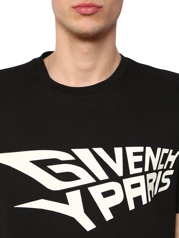 Shop Givenchy Glow In The Dark Logo Cotton T-shirt In Black