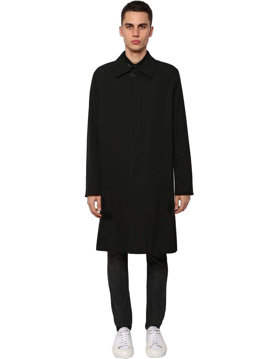 Givenchy Lined Wool Car Coat In Black