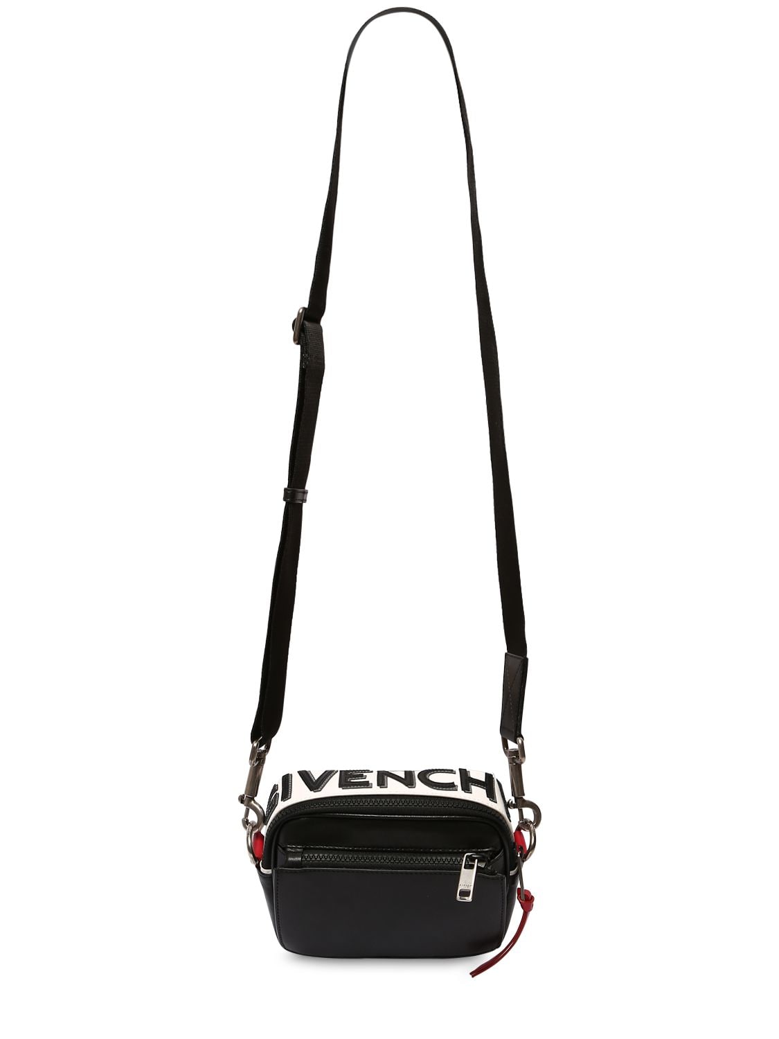 Givenchy Mc3 Reverse Logo Leather Crossbody Bag In Black