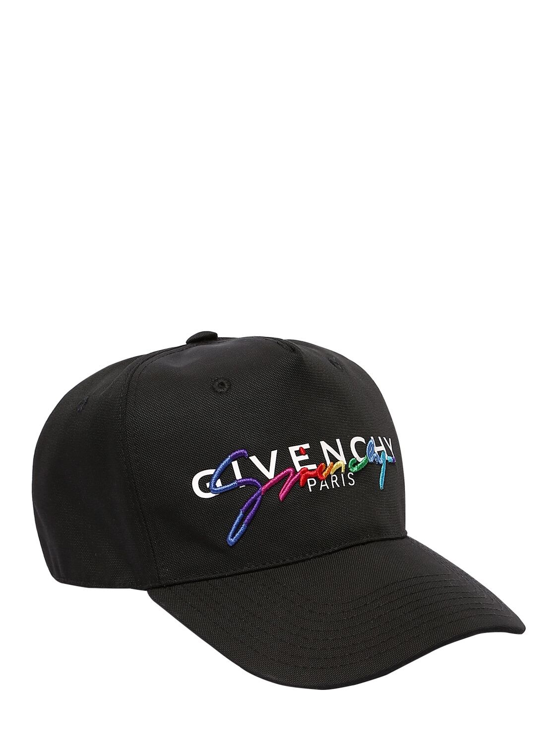 Givenchy Rainbow Logo Cotton Canvas Baseball Hat In 001-blk | ModeSens
