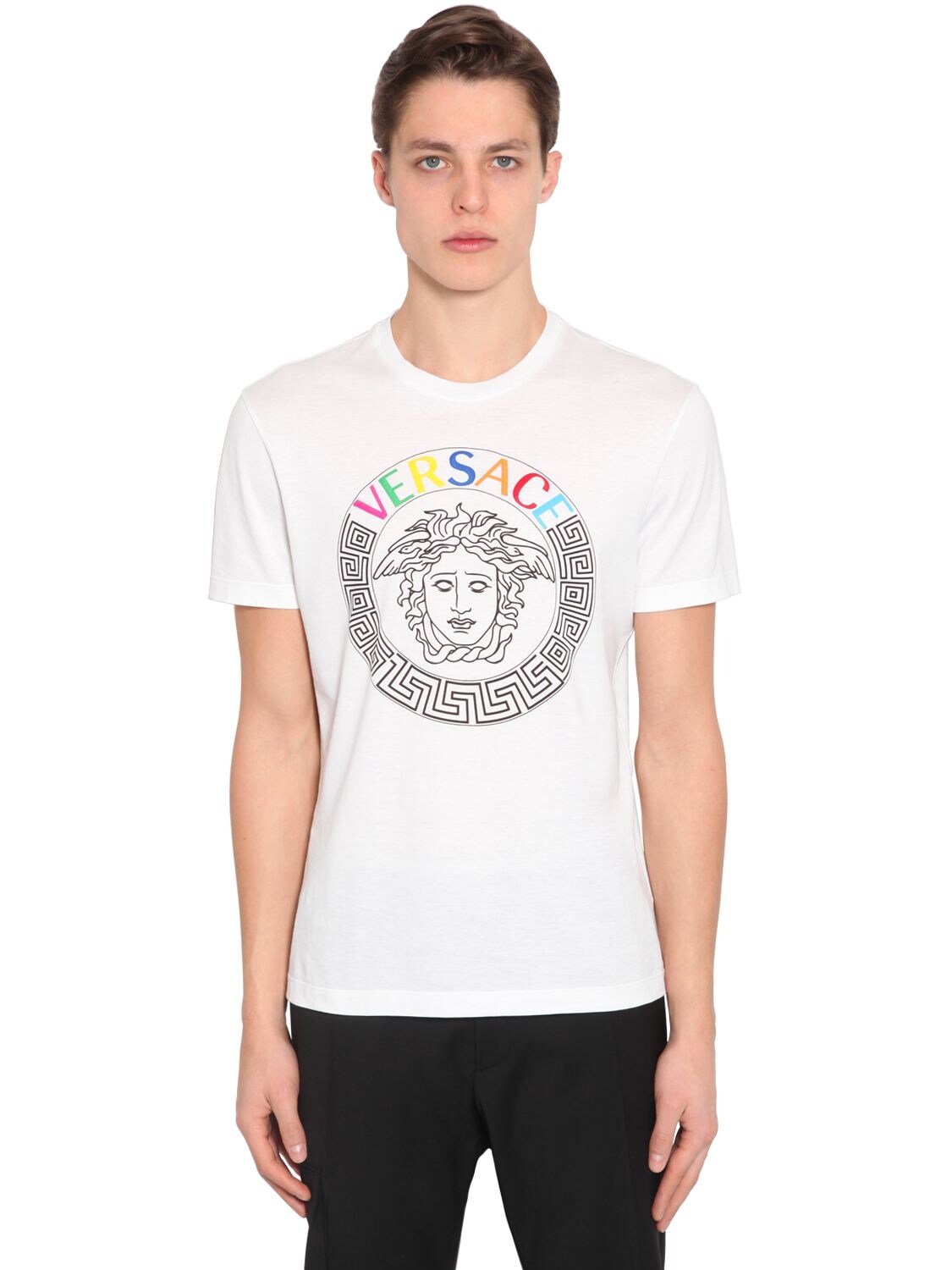 VERSACE MEDUSA COTTON JERSEY T-SHIRT,70ILEC021-QTAWMQ2