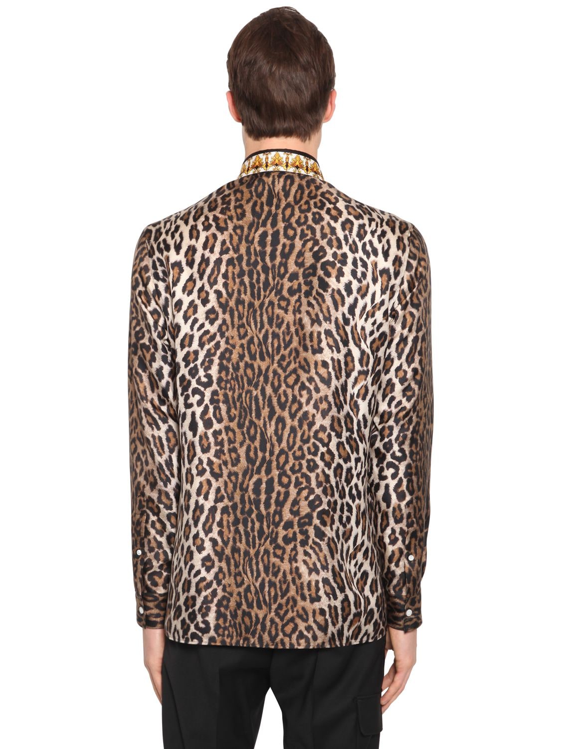 Versace Regular-fit Leopard-print Silk-twill Shirt In Brown | ModeSens