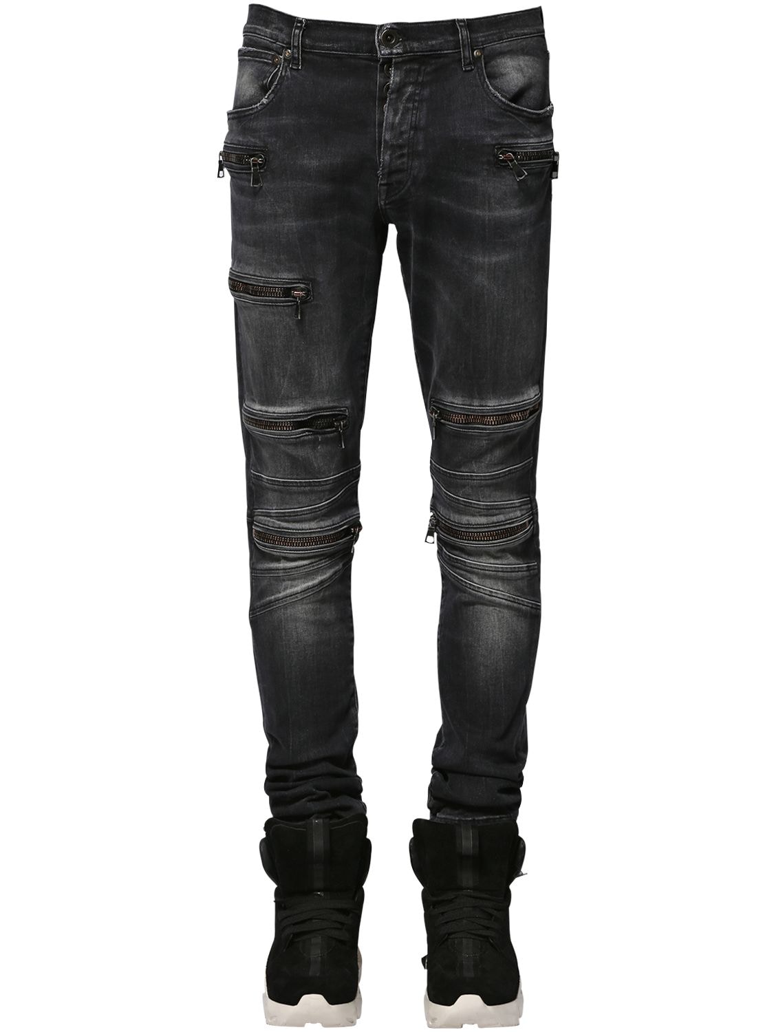 Ben Taverniti Unravel Project Multi Zip Skinny Cotton Denim Jeans In Black