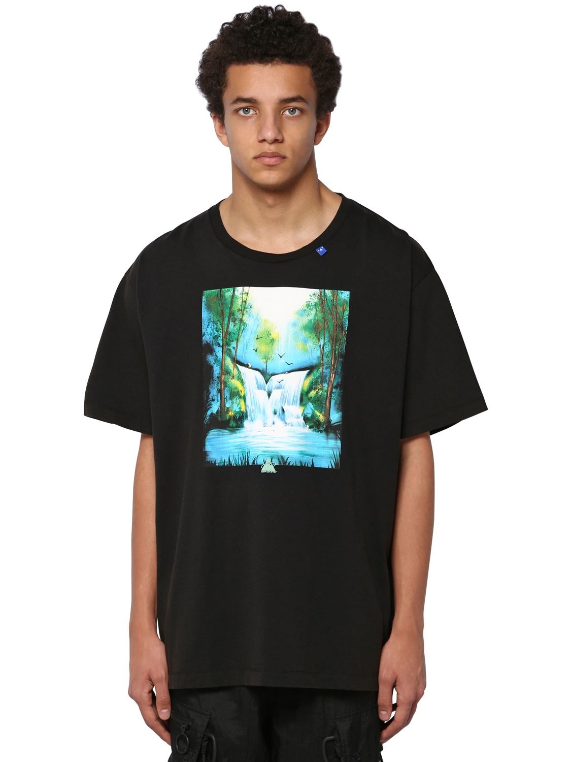 OFF-WHITE OVERSIZE WATERFALL PRINT COTTON T-SHIRT,70ILFA008-MTA4OA2