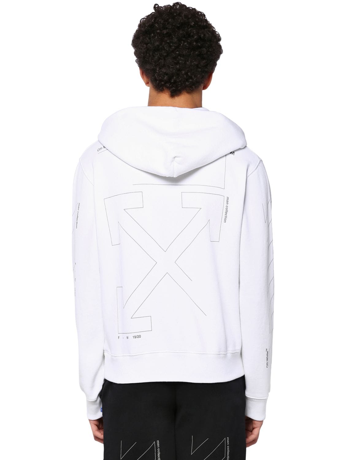 OFF-WHITE UNFINISHED PRINT COTTON JERSEY HOODIE,70ILFA011-MDE5MQ2