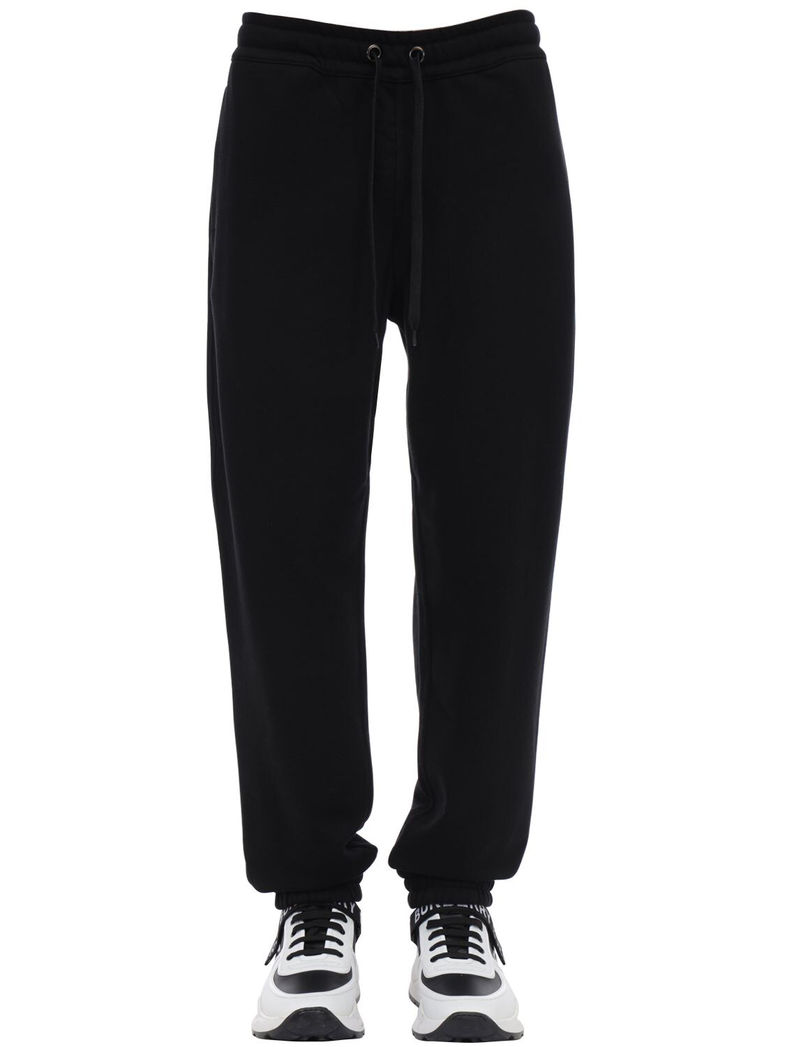 Burberry Logo Patch Cotton Jersey Sweatpants In Black