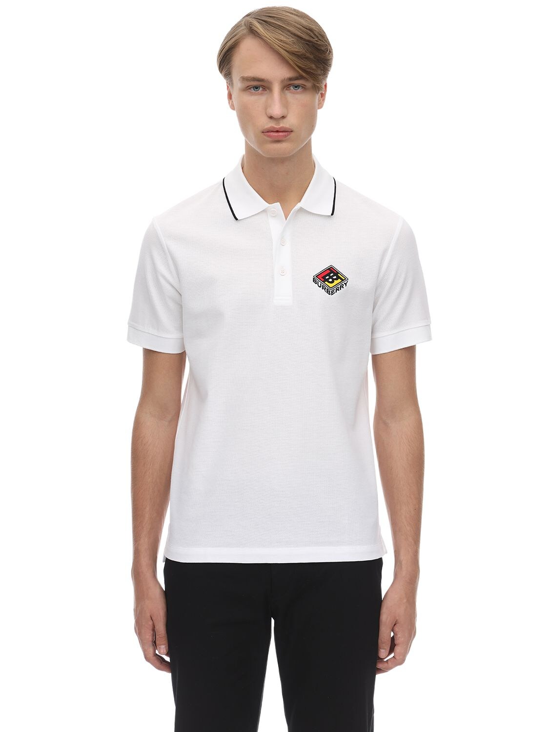 BURBERRY LOGO PATCH COTTON PIQUÉ POLO,70ILFC101-QTE0NJQ1