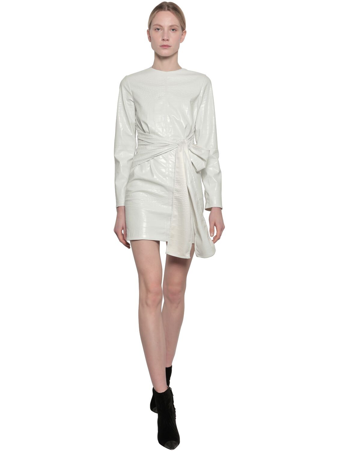 MSGM CROC EMBOSSED FAUX LEATHER MINI DRESS,70IM2F002-MDE1