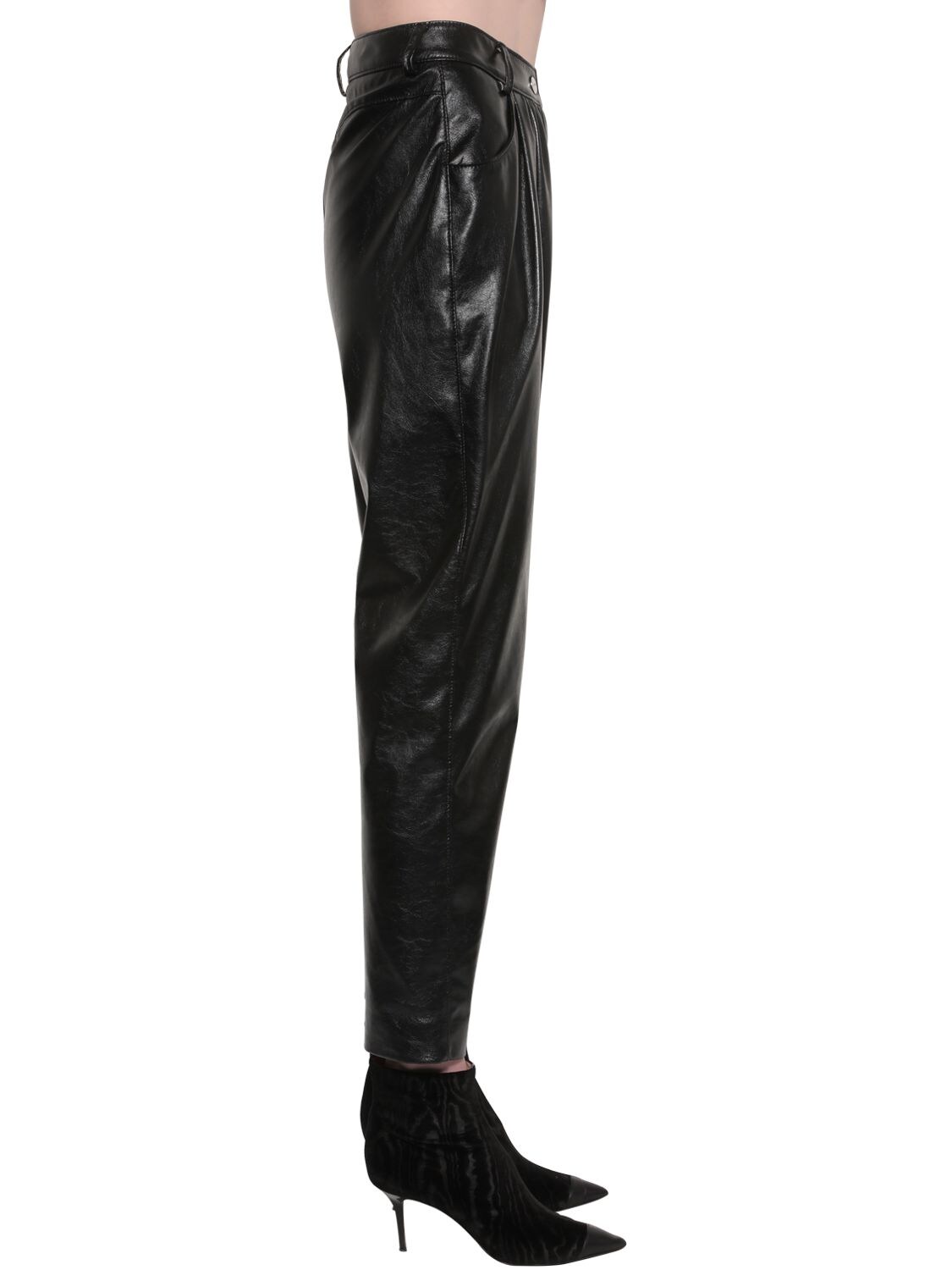Msgm Straight Leg Faux Leather Pants In Black | ModeSens