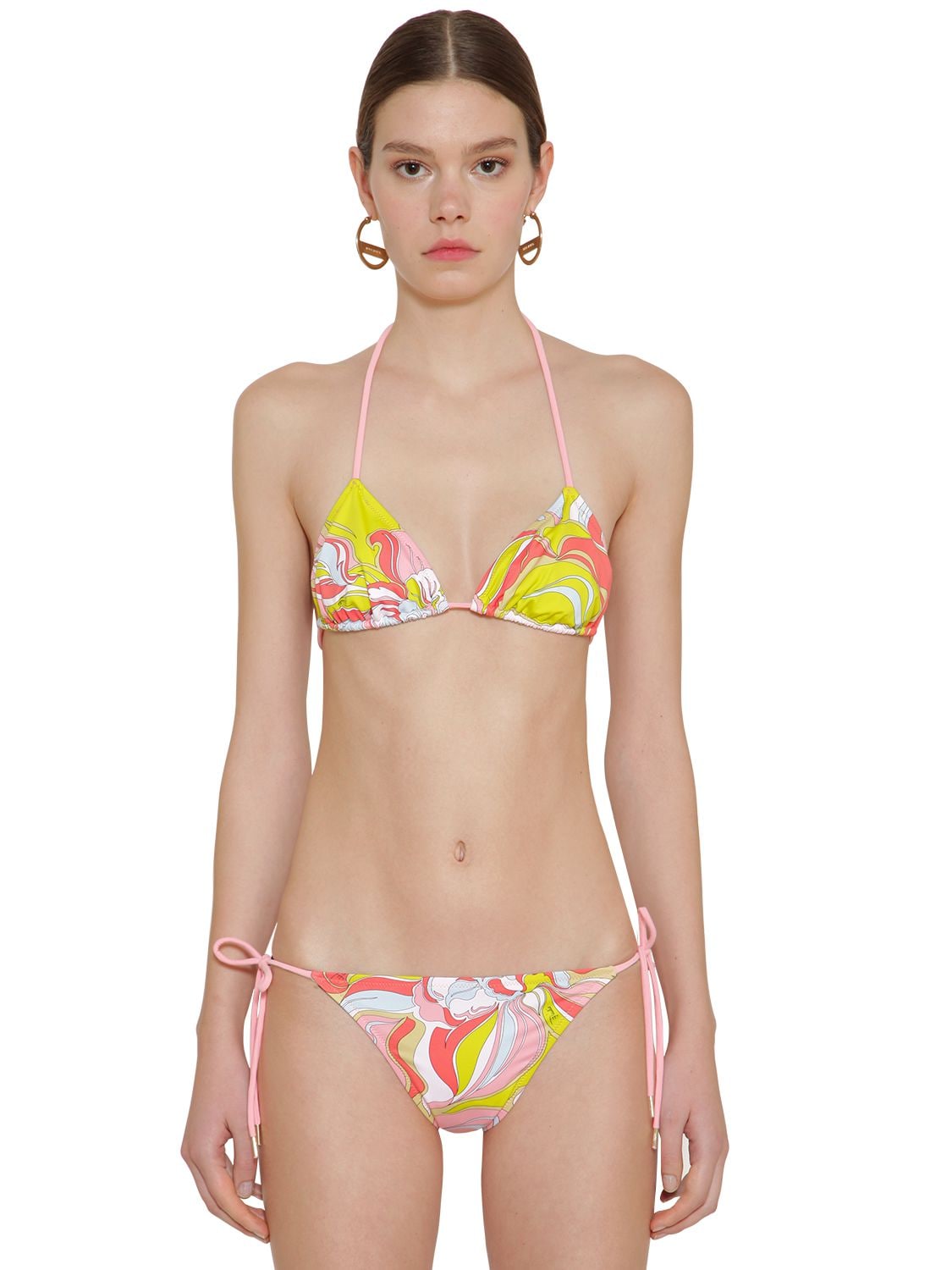 Emilio Pucci Printed Lycra Triangle Bikini In Multicolor