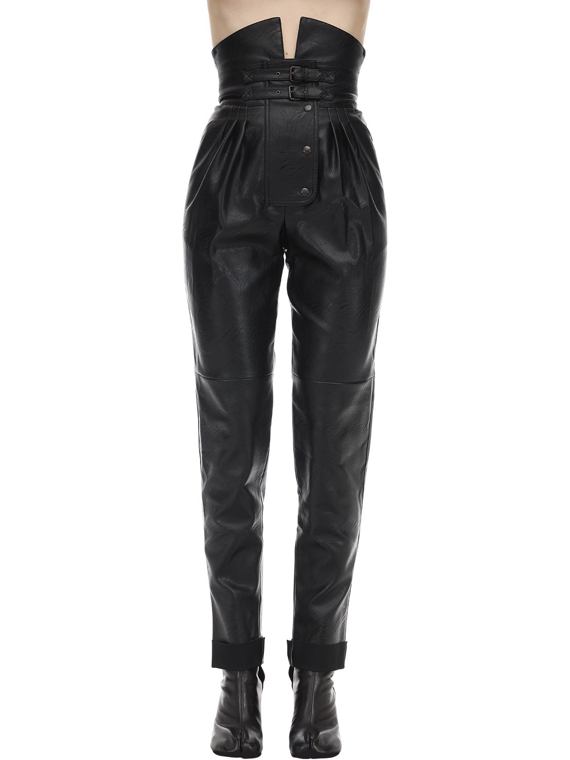 MAISON MARGIELA HIGH WAIST FAUX LEATHER PANTS 70IM68009-OTAW0