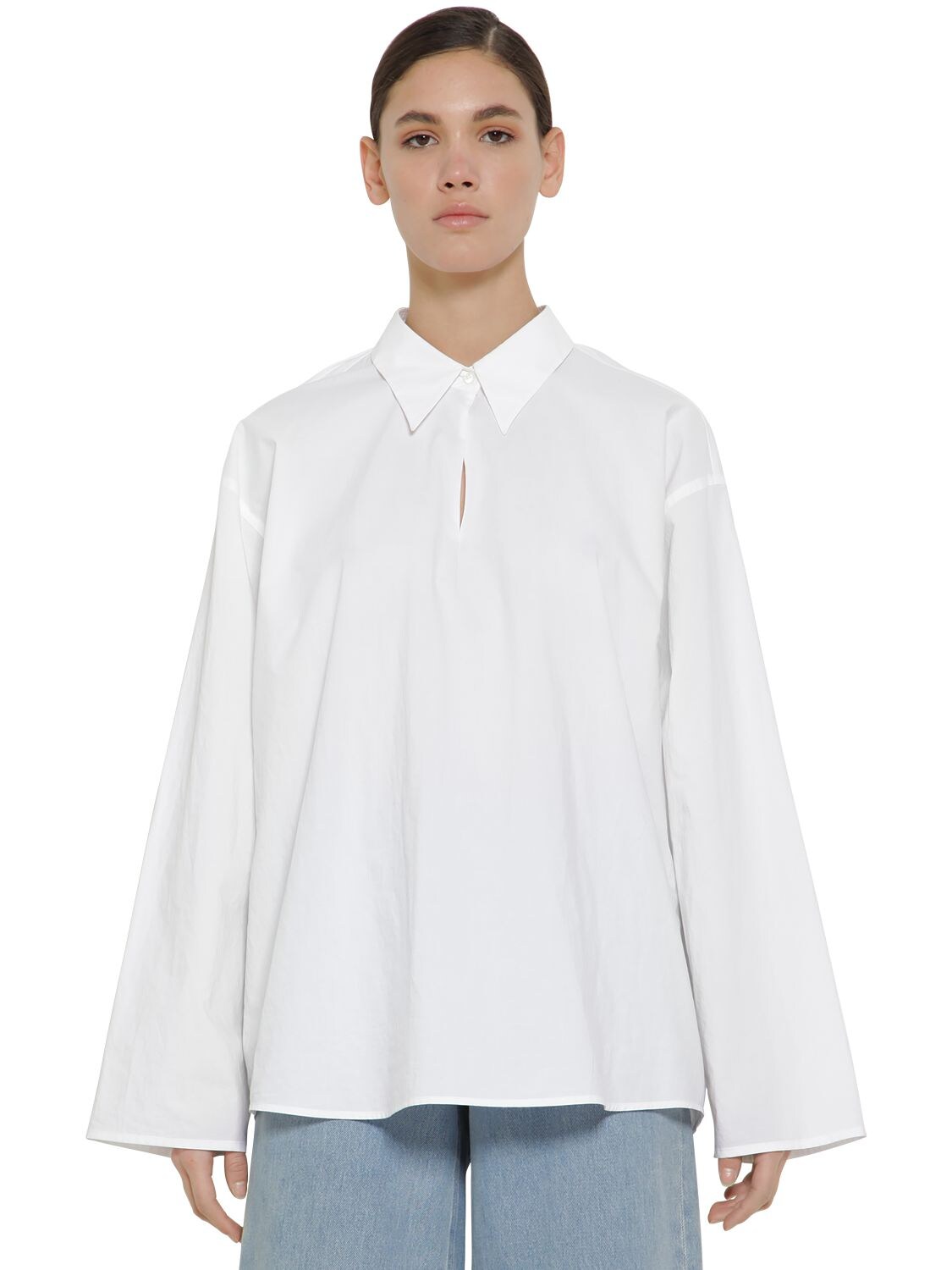 Mm6 Maison Margiela Oversize Cotton Poplin Shirt In White