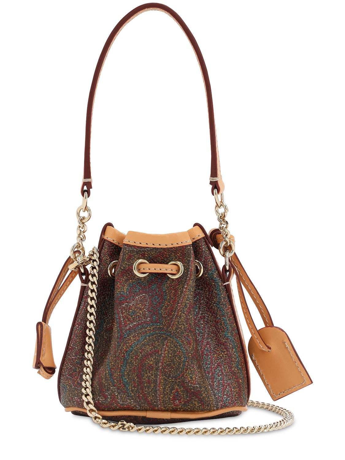 Etro Mini Paisley Coated Canvas Bucket Bag In Brown | ModeSens