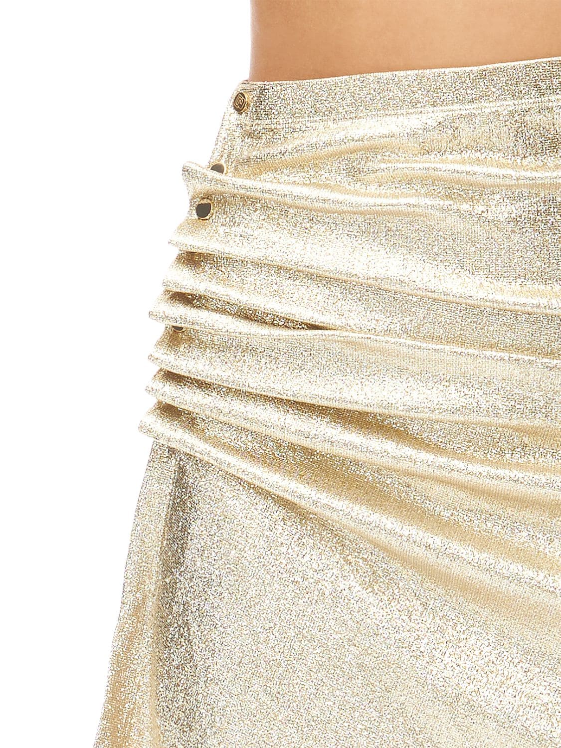 Shop Paco Rabanne Asymmetric Stretch Jersey Lurex Skirt In Silver,gold