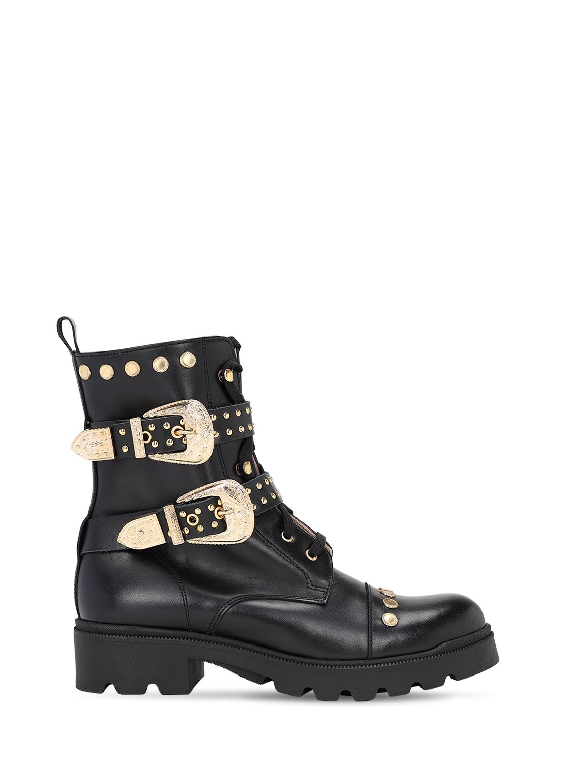 black and gold combat boots