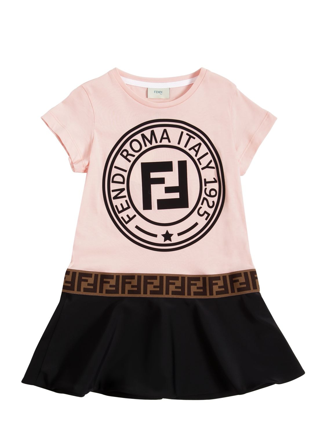 FENDI FLOCKED COTTON JERSEY DRESS,70IOE9008-RJBHQ0M1