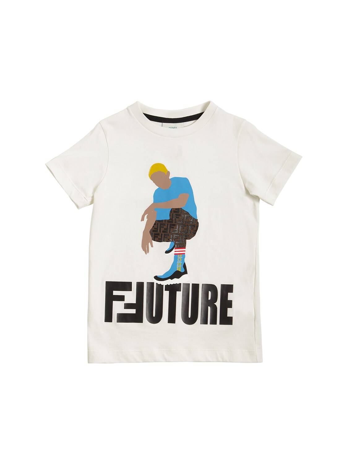 FENDI FUTURE PRINTED COTTON JERSEY T-SHIRT,70IOEA032-RJE2V0Y1