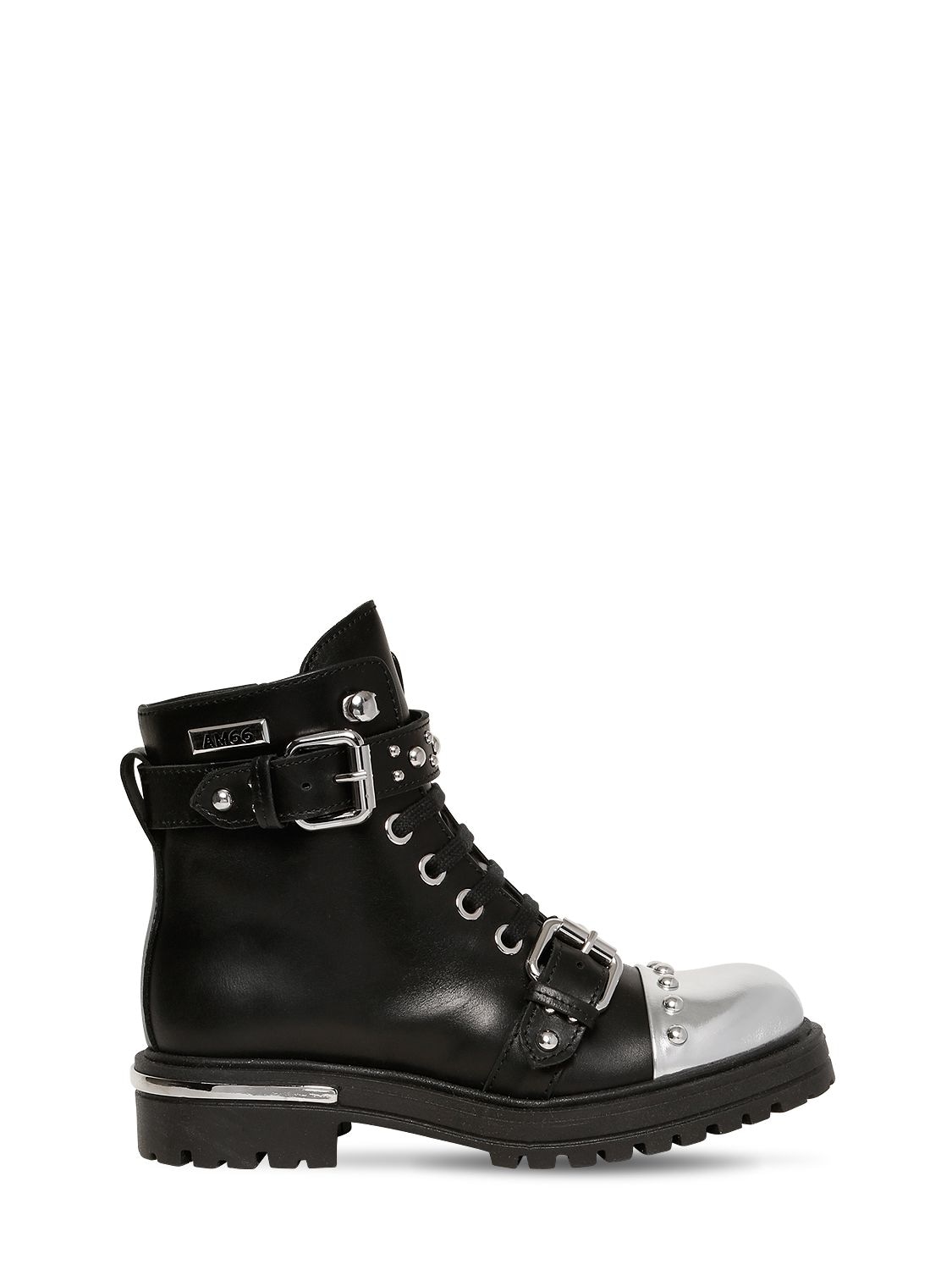Am 66 Kids' Studded Leather Ankle Boots In Black