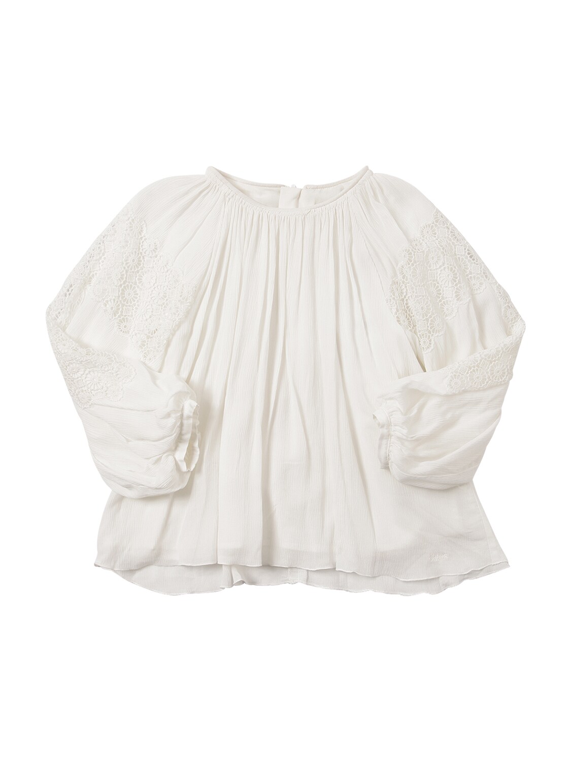 CHLOÉ VISCOSE CREPE SHIRT W/ LACE DETAIL,70IOFI053-MTE30