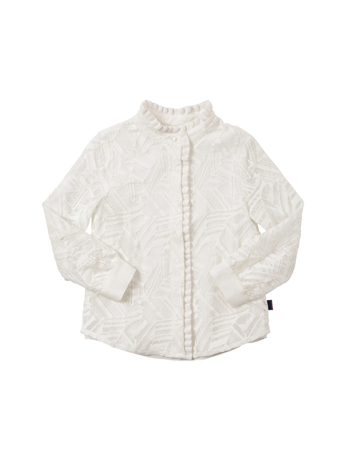 Chloé Kids' Cotton Blend Lace Shirt In White