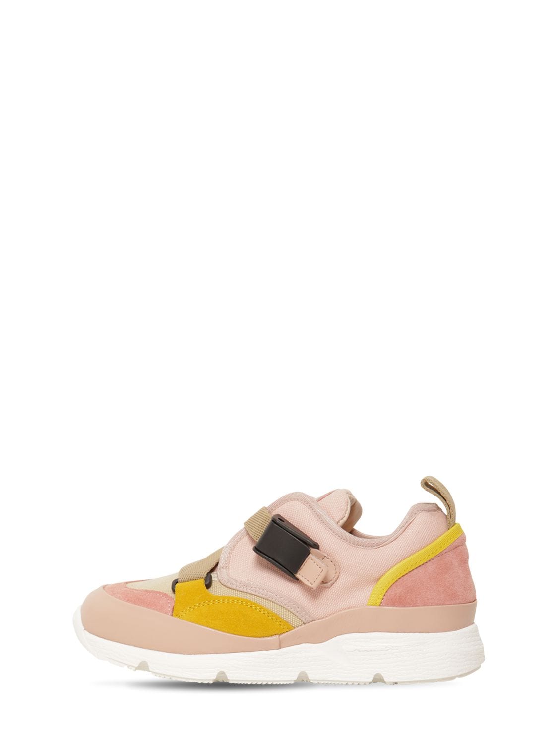 CHLOÉ LEATHER & COTTON CANVAS trainers,70IOFI076-NDRC0