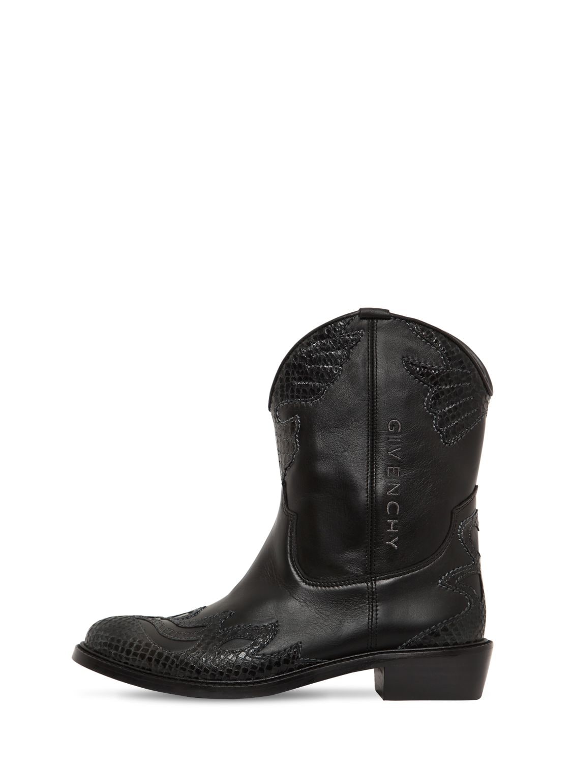 GIVENCHY TEXAS EMBROIDERED LEATHER BOOTS,70IOFK076-MDLC0
