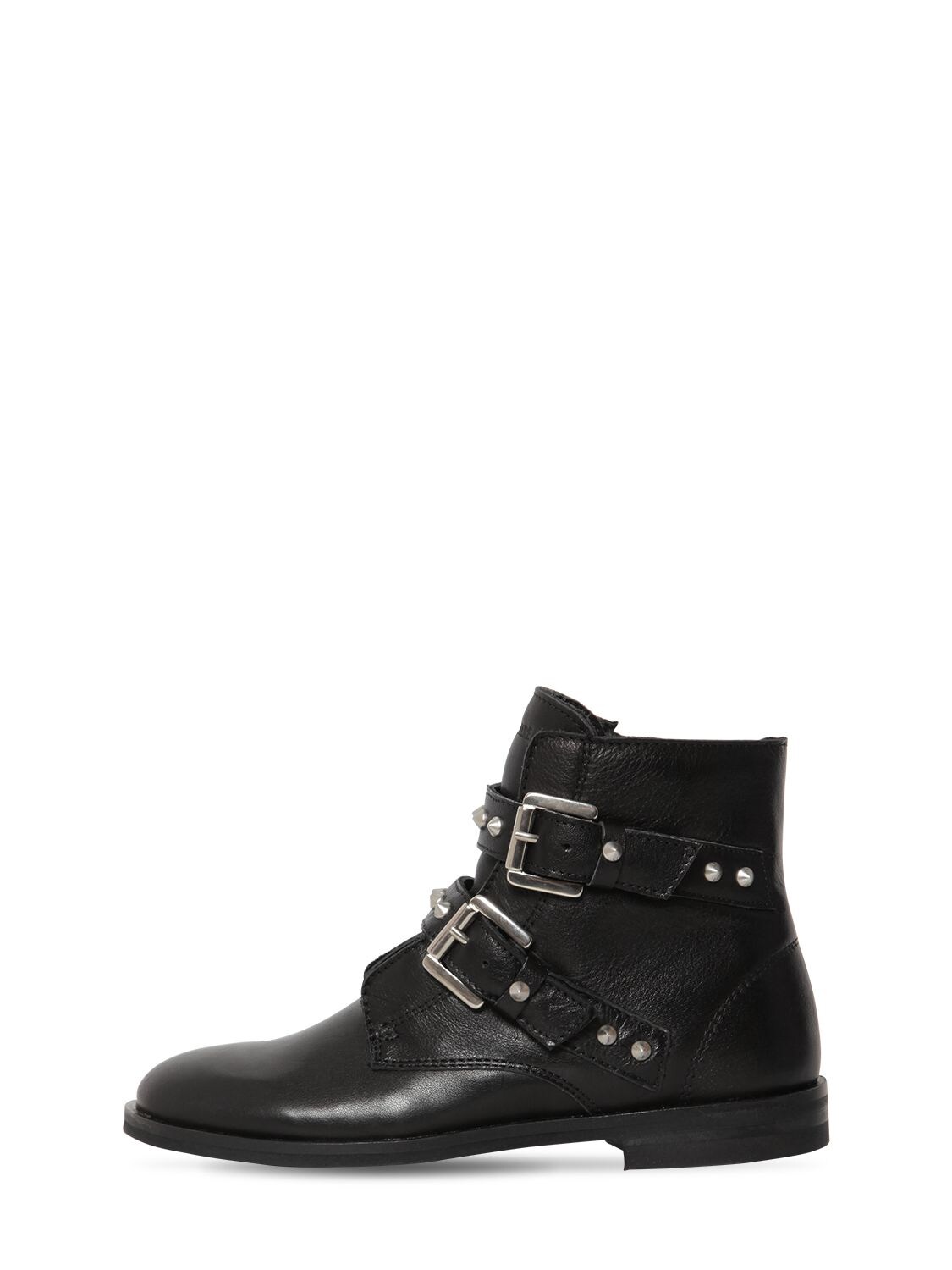 Zadig & Voltaire Kids' Studded Leather Ankle Boots In Black
