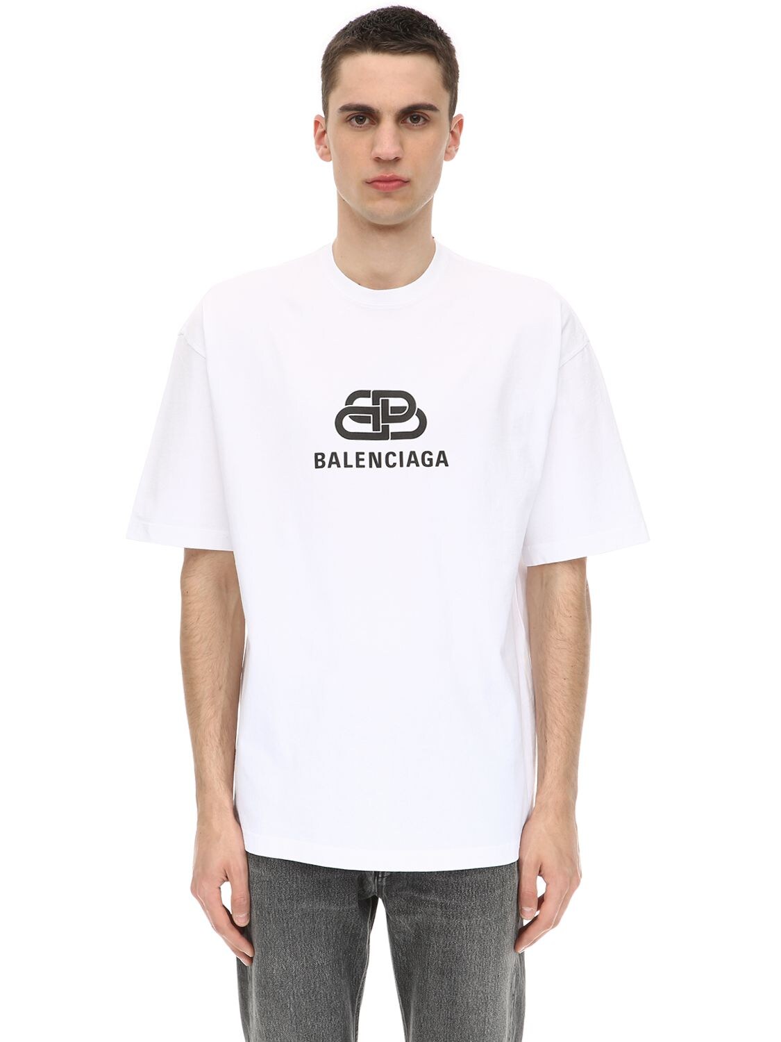 BALENCIAGA LOGO印花纯棉平纹针织T恤,70IOFW024-OTA0NA2