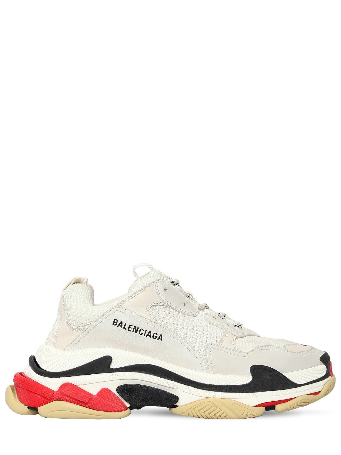 BALENCIAGA "TRIPLE S"麂皮，皮革&网眼运动鞋,70IOFY002-OTAWMA2