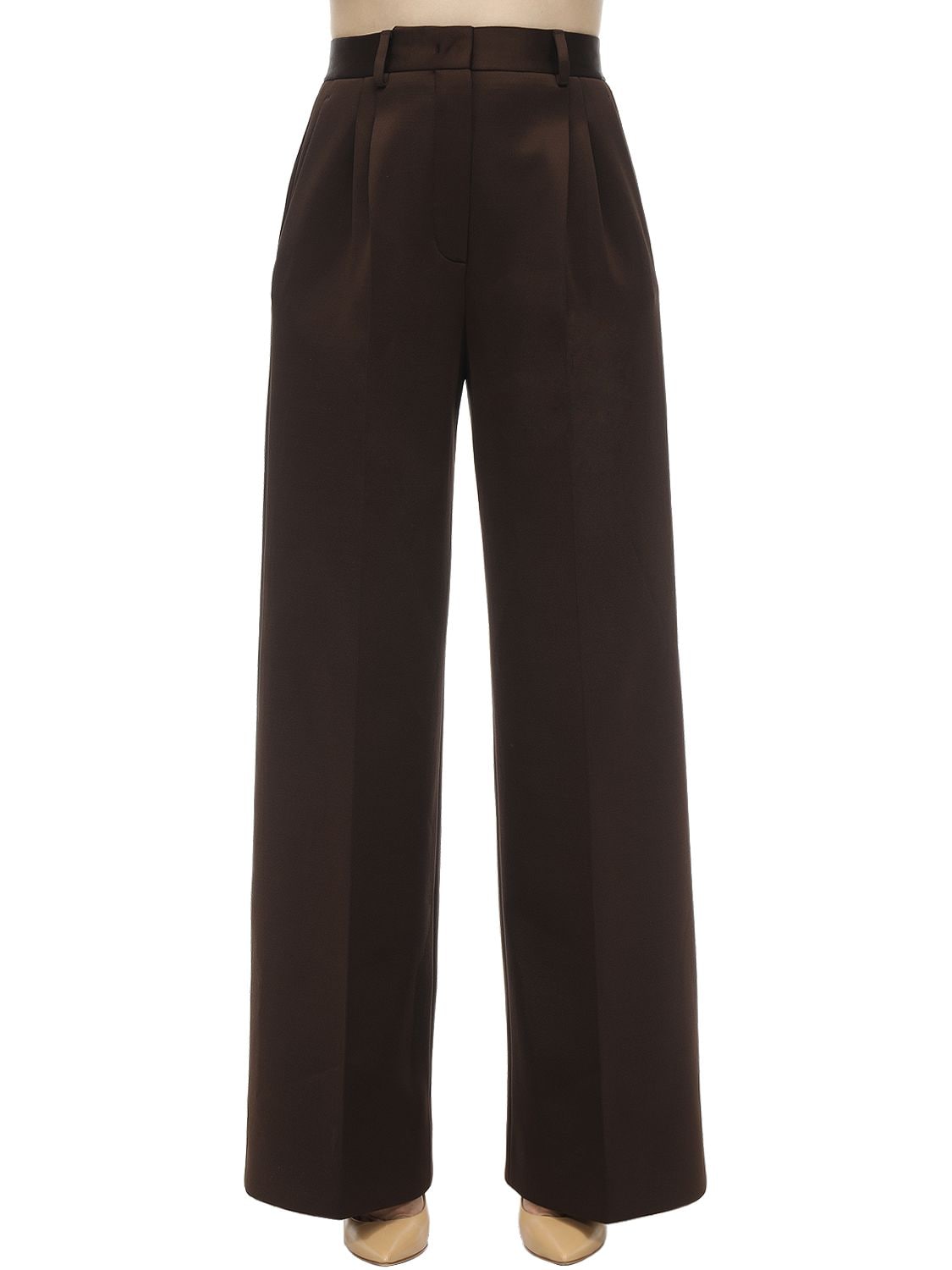 Fendi Compact Jersey High Waist Palazzo Pants In Brown