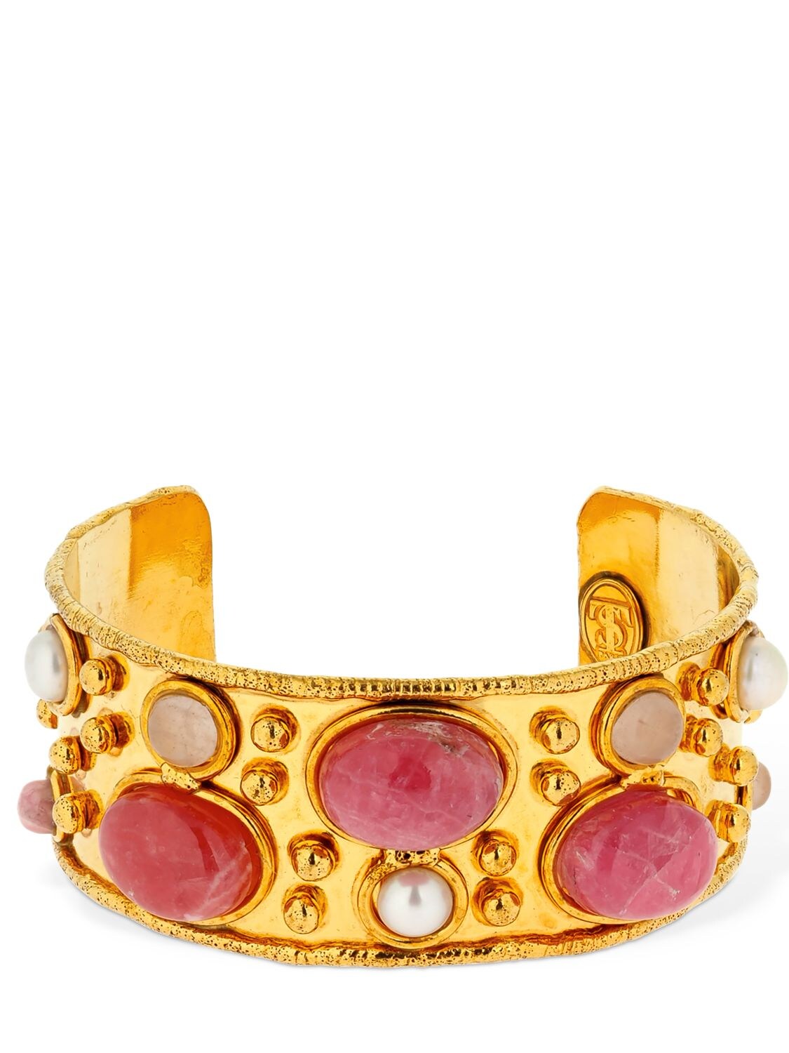 Sylvia Toledano Manchette Byzance Cuff Bracelet W/stones In Gold,pink