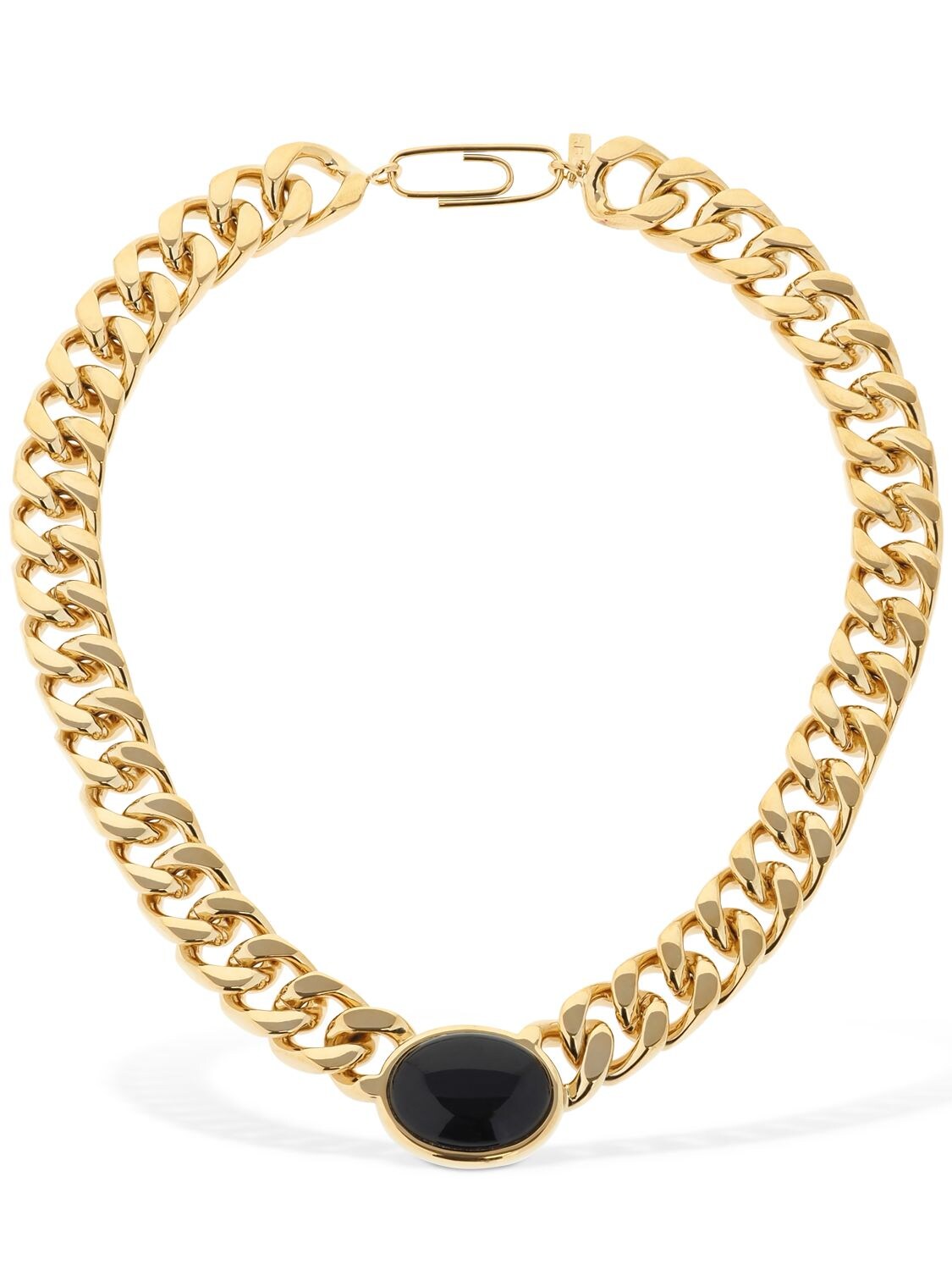 Aurelie Bidermann Bronx Gourmette Onyx Necklace In Gold,black