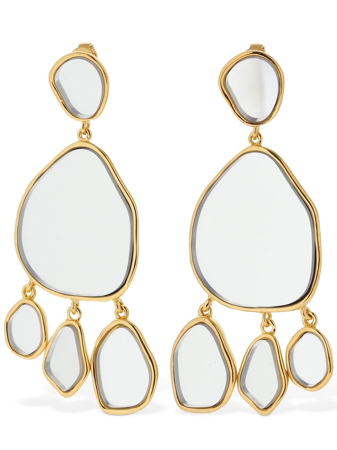 Aurelie Bidermann Ciottolo Clip-on Mirror Earrings In Gold,silver