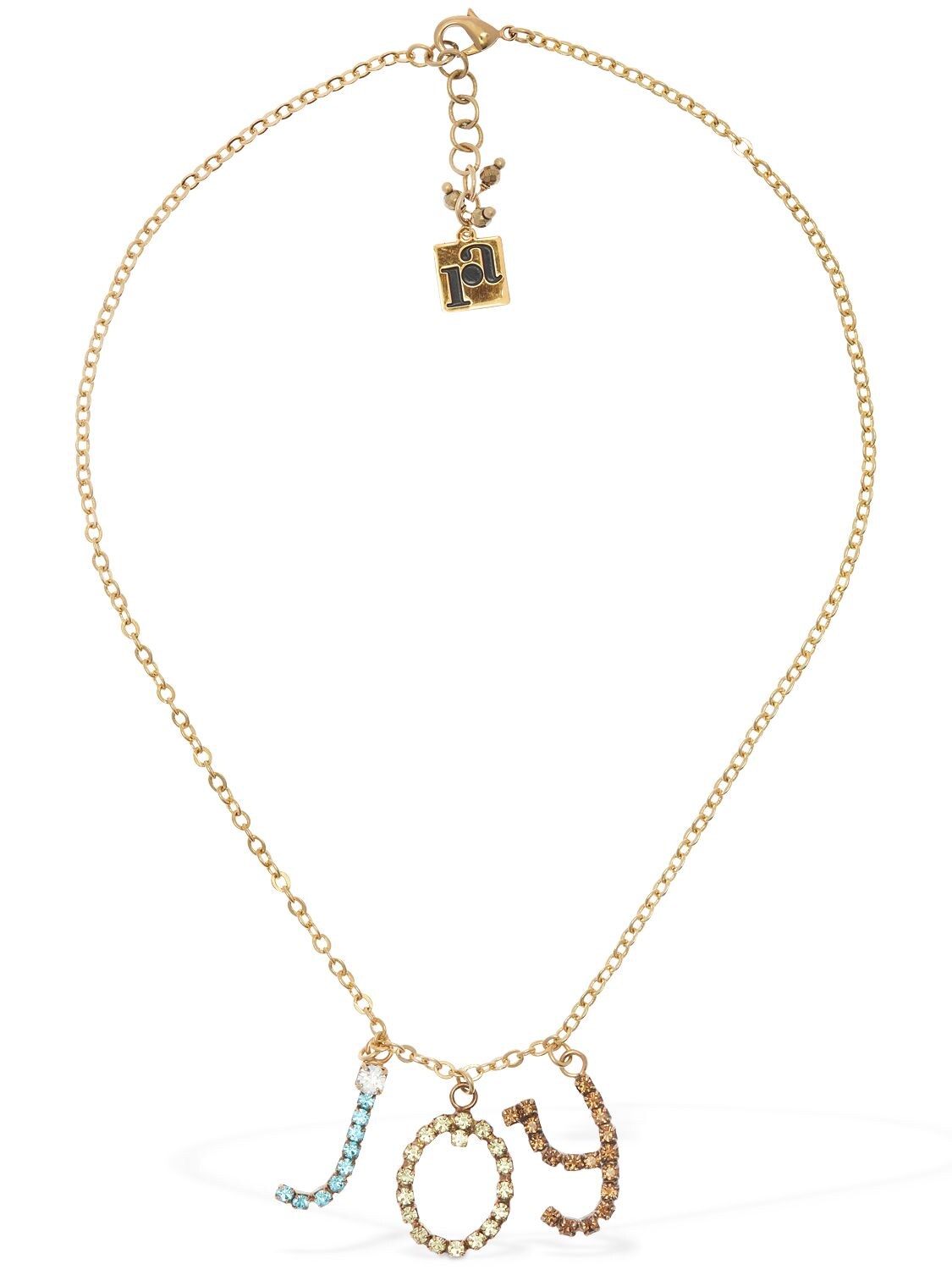 Rosantica Letters Joy Chain Necklace W/ Crystals In Crystal,gold