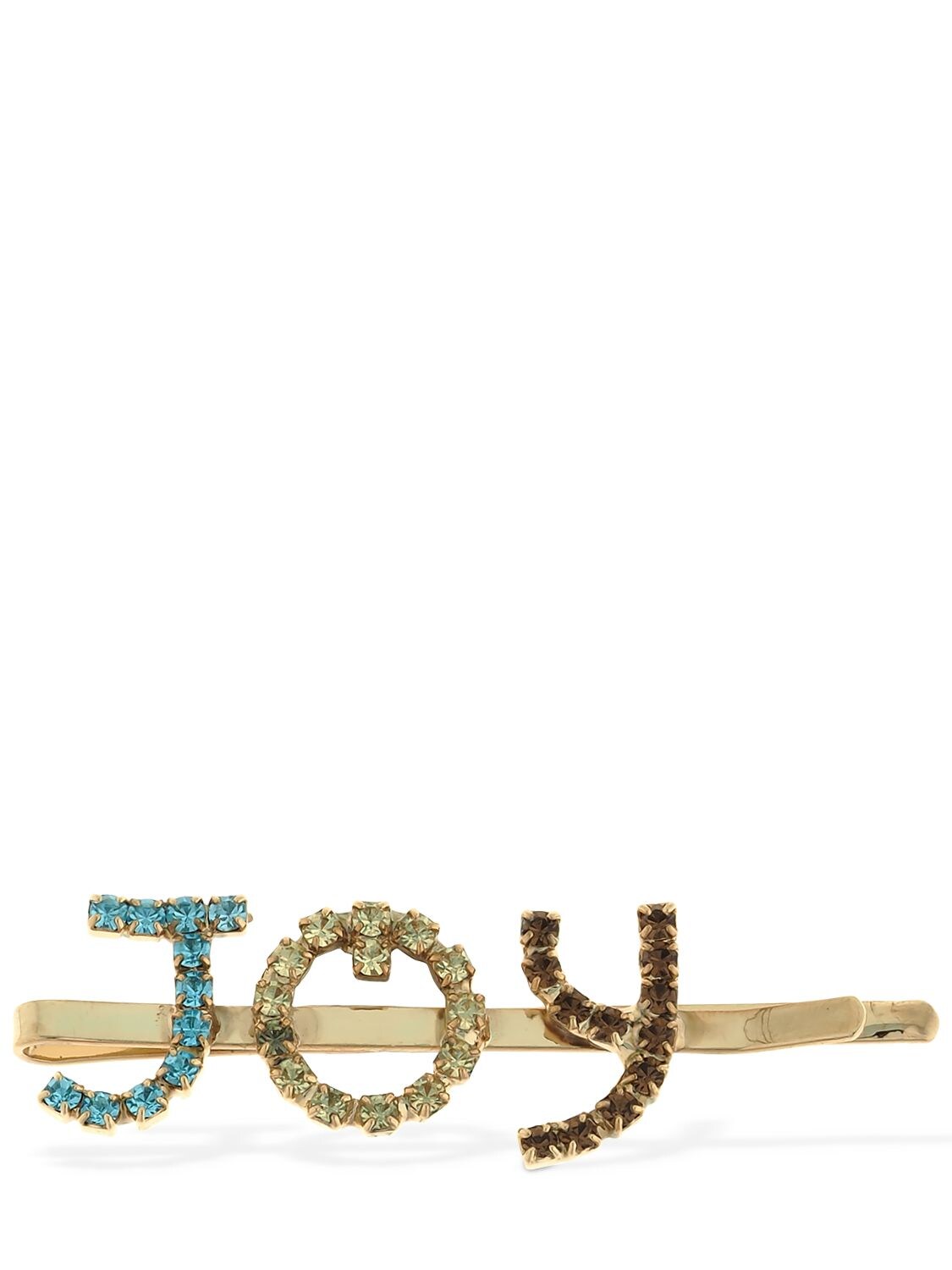Rosantica Letters Joy Hair Clip W/ Crystals In Crystal,gold