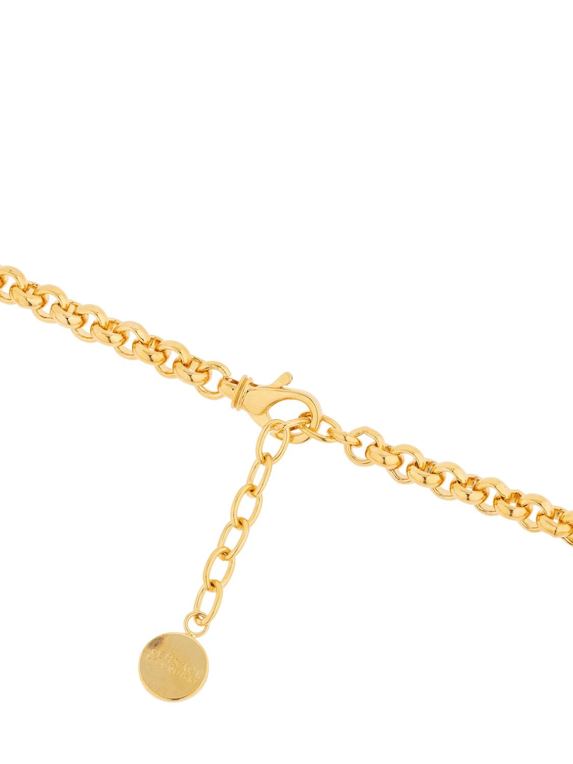 Shop Versace Icon Medusa Crystal Necklace In Gold,crystal