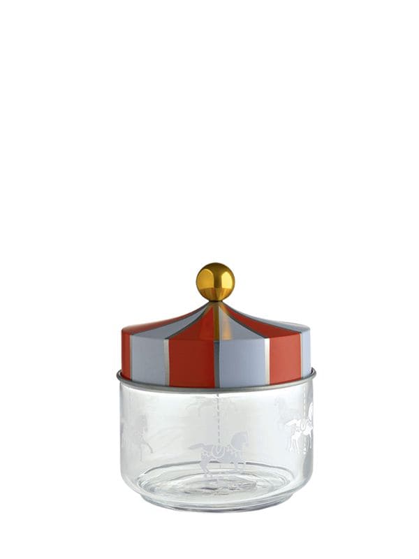 Alessi Circus Small Glass Container W/ Lid In Multicolor